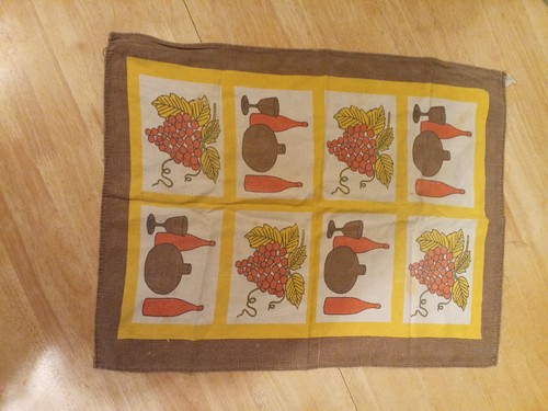 Vintage 1970s retro tea towel - vintage,