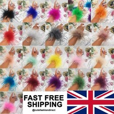 1 Pair FULL VOLUME Ostrich Feather Cuff Snap Bracelet 20+ Colours! High Quality