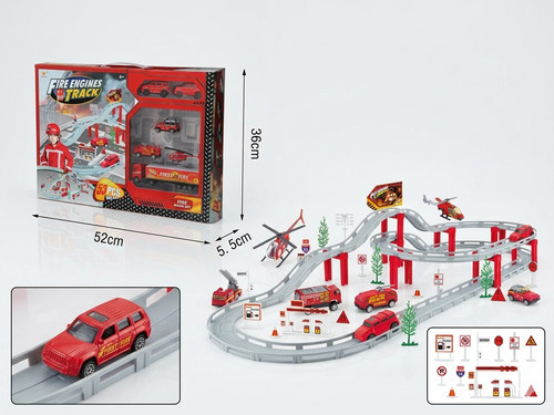 Fire engine track toy set - set,