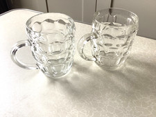 2 x VINTAGE c1960s PINT DIMPLED BEER MUGS JUGS GLASSES TANKARDS, 478 CROWN MARKS