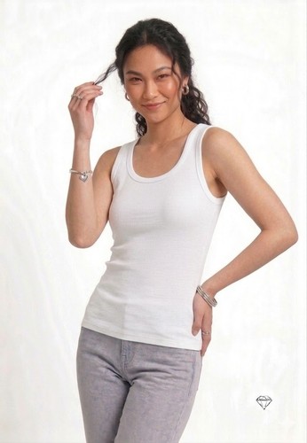 Ladies fitted ribbed vest - ladies,