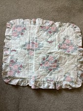 Vintage Floral Pillow Shams Set of 2 Cream Pink  Floral Pattern Ruffle Edge