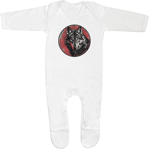 Wolf portrait baby sleepsuit - portrait',