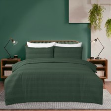 Dreamology Duvet Cover Set Waffle Stripe Bedding Button Closure with Pillowcases