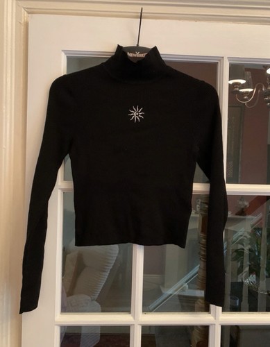 Black knit high neck crop - h&m,