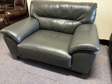 Grey Leather Cuddle Chair /