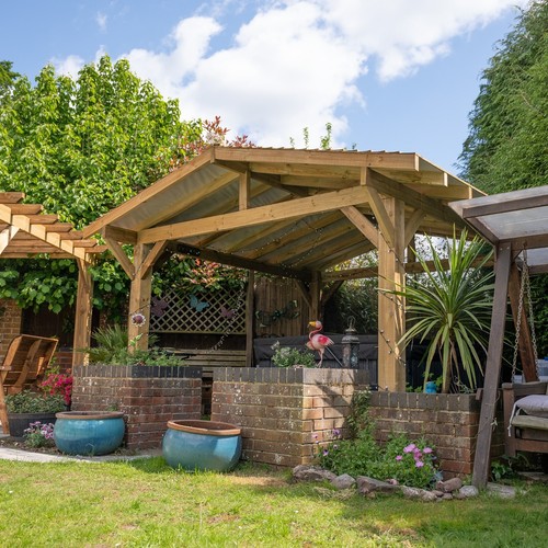 Wooden gazebo treated - gazebo,