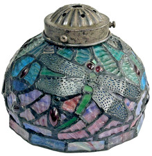 Small Tiffany style stained glass lamp light shade dragonflies
