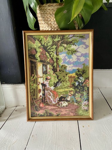 Vintage embroidered tapestry - vintage,