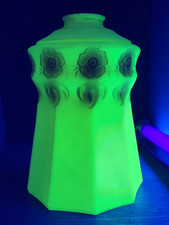 Vintage 9” Uranium Vaseline Custard Glass Light Shade