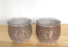 Two Emply Glade Glass Candle Holder H7cm x W8cm Faded Brown