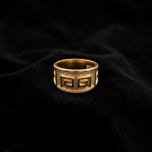 Greek key meander ring gold - greek,