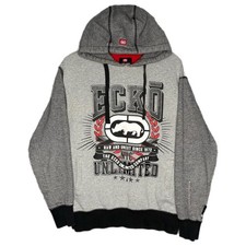 Ecko Unltd Grey Streetwear Y2K Hoodie, Size Medium