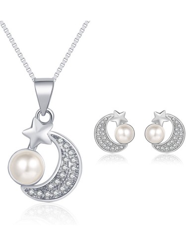 Moon star pearl - pearl, pendant