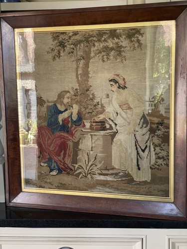 Antique woolwork religious - antique,