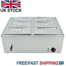 6 Pots Bain Marie Electric Wet Well Sauce Food 1/3 GN Pan Heat Food Warmer 1500W