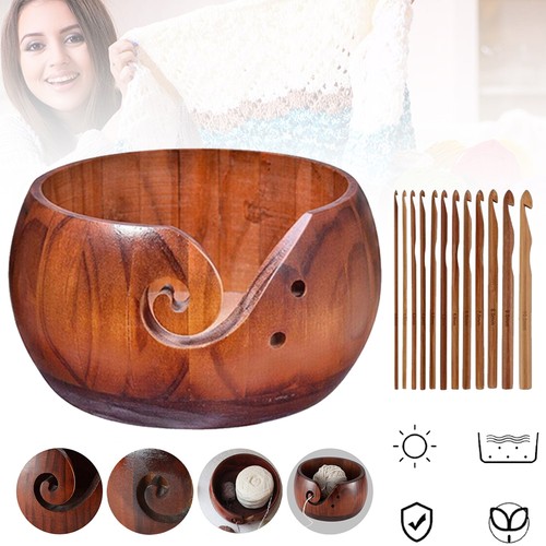 Wooden yarn bowl holder - wooden,