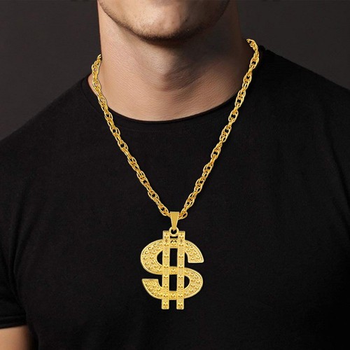 Gold dollar sign necklace - sign,