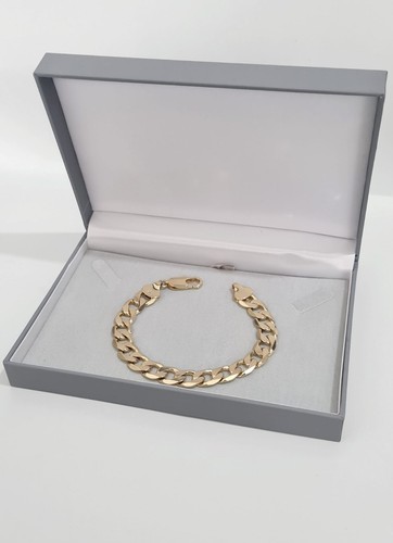 Mens 9ct gold 10mm curb - gold,