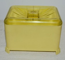 Vintage Mid-Century Addis Chateau Yellow Bath Cubes Plastic Box & Lid