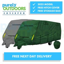 CoverPRO Caravan Cover Premium Breathable 4-Ply Full Green & Grey - ALL SIZES