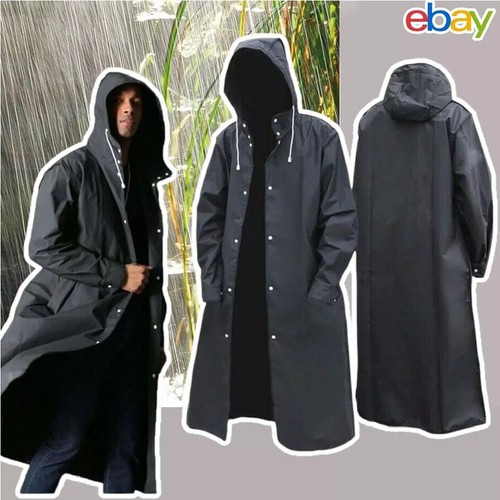 Waterproof long black raincoat - long,