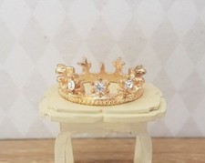 Miniature GOLD crystal CROWN 1:12th scale dolls house castle king UK DH9