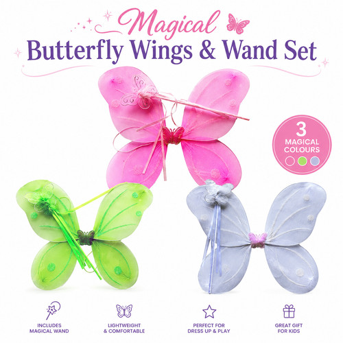 Girls butterfly glitter wings - girls,
