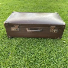 1940s ANTIQUE VINTAGE  BROWN SUITCASE TRAVEL CASE BAG  LUGGAGE HOLDALL STORAGE
