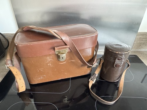 Vintage leather camera case - leather,