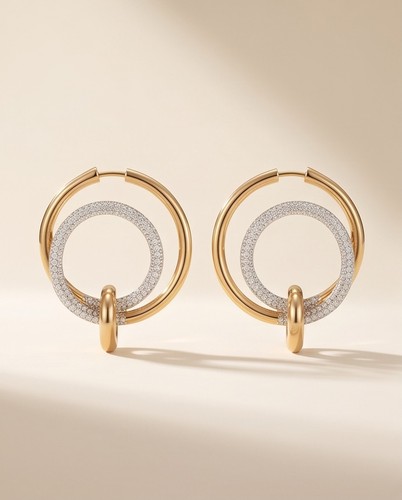 Double ring linked hoop - ring,