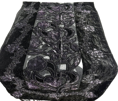 Vintage black purple velvet - purple,