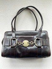 Karen Millen Brown Leather Horsebit Handbag vintage  with long double straps