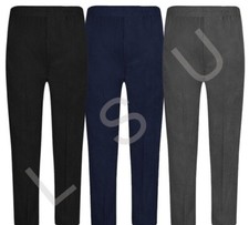 Kids Adjustable Waistband Half Elasticated Slim Fit School Trousers