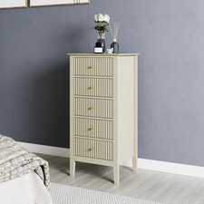 Tall 5 Drawer Bedside Table -