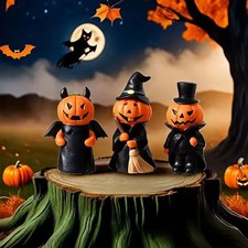 3x Halloween Miniature Pumpkin