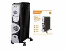 2.5kW 11 FIN BLACK OIL FILLED RADIATOR WITH TURBO FAN AND 24HR TIMER
