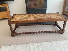 antique oak and ratten foot stool