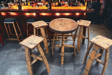 Oak Whiskey Barrel Bar Table &