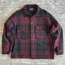 Vintage 60s Pendleton Plaid Wool Mackinaw Hunting Cruiser Jacket- LARGE