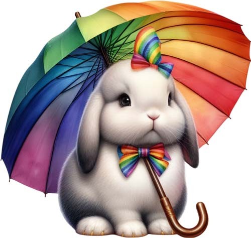 Easter bunny rainbow umbrella - rainbow,