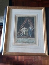 Antique Hand Coloured Engraving "Le Lever" Glazed And Framed
