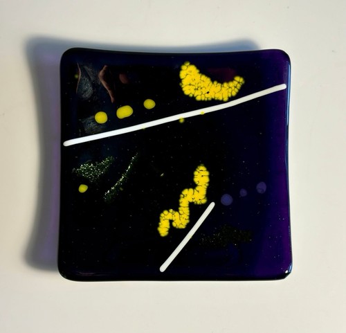 Art glass plate purple - plate,