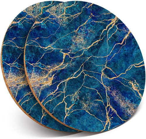 Round coasters navy blue - round,
