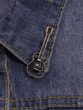 Black Guitar Enamel Pin Brooch