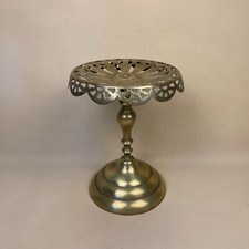 Vintage Brass Plant Stand Metal Decorative Round Circle Small Table Vintage