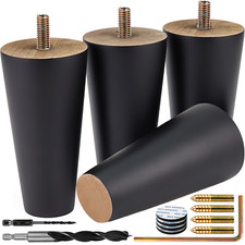 Furniture Legs Set of 4, Premium Black Wood Replacement, Many Sizes Available