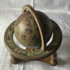 Vintage Old World Design Zodiac, Astrology Desk Globe & Stand Italian Made