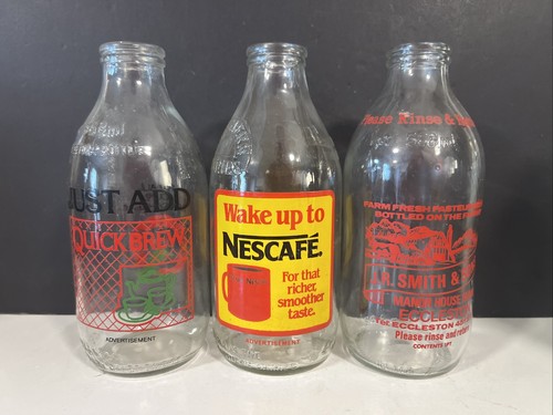 Vintage milk bottles - milk,
