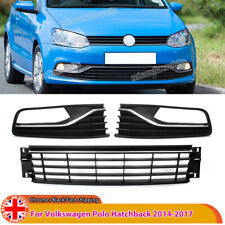 FRONT BUMPER LOWER CENTER GRILLE + FOG LIGHT GRILL SET FOR VW POLO 6R 2014-2017